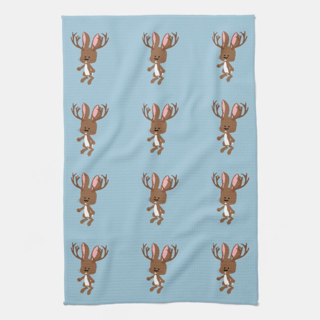 Cute Jackalope Tea Towel (Vertical)