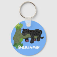 Cute jaguar black panther cartoon illustration