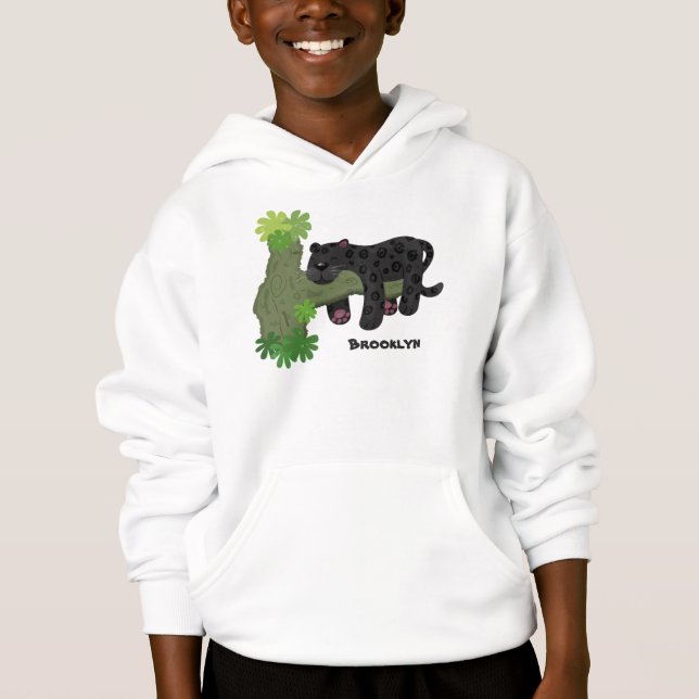 Cute jaguar black panther cat cartoon illustration (Front)