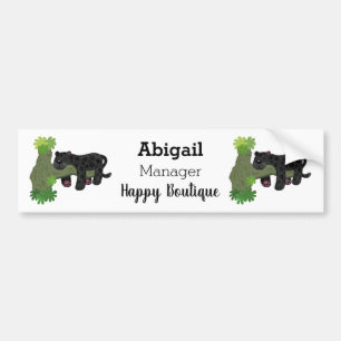 Cute jaguar black panther cat cartoon illustration bumper sticker