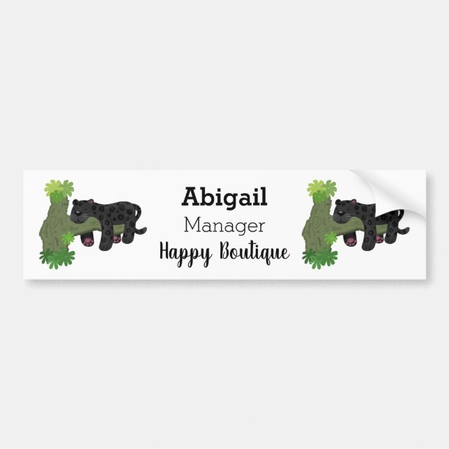 Cute jaguar black panther cat cartoon illustration bumper sticker (Front)