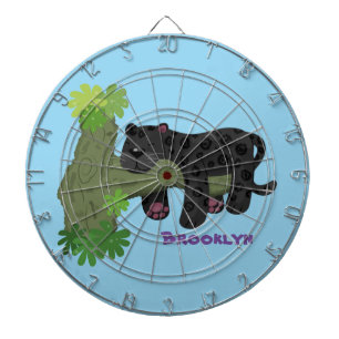 Cute jaguar black panther cat cartoon illustration dartboard