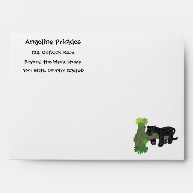 Cute jaguar black panther cat cartoon illustration envelope (Front)