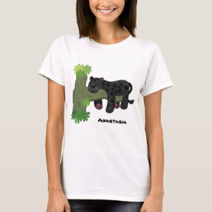 Cute jaguar black panther cat cartoon illustration T-Shirt
