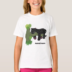 Cute jaguar black panther cat cartoon illustration T-Shirt