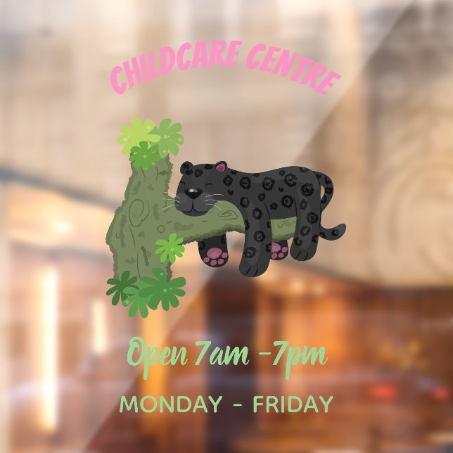 Cute jaguar black panther cat cartoon illustration window cling (Sheet 2)