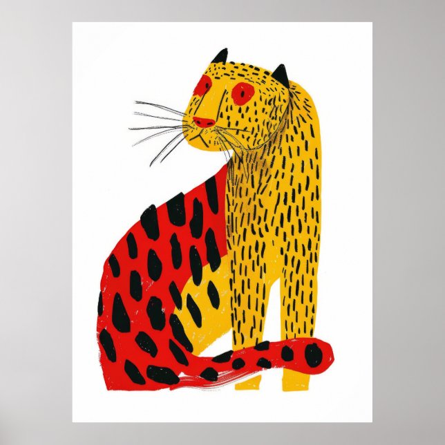 Cute Jaguar Illustration Poster - AR 34 Style (Front)