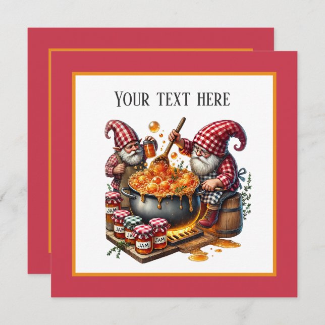 Cute Jam making party gnome Invitation (Front/Back)