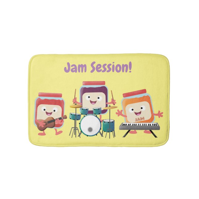 Cute jam session cartoon musician humour bath mat (Front)