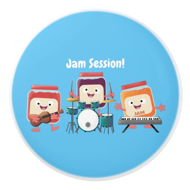Cute jam session cartoon musician humour ceramic knob (Front)