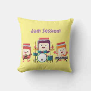 Cute jam session cartoon musician humour cushion