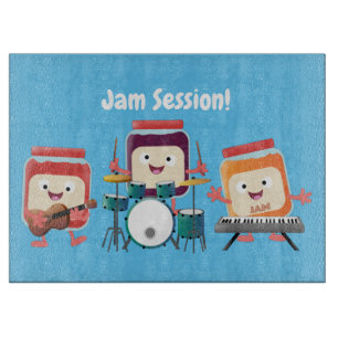 Cute jam session cartoon musician humour cutting board
