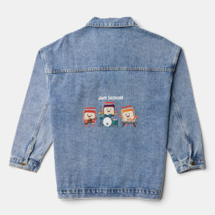 Cute jam session cartoon musician humour denim jacket