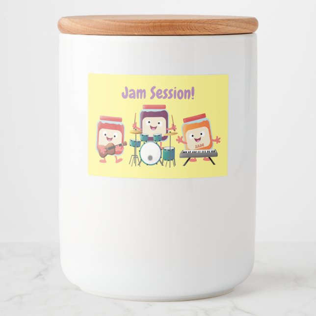 Cute jam session cartoon musician humour food label (Front)