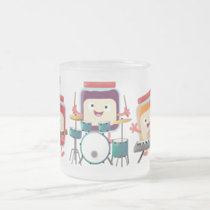 Cute jam session cartoon musician humour frosted glass coffee mug
