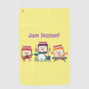 Cute jam session cartoon musician humour golf towel