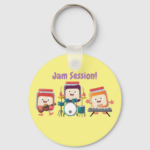 Cute jam session cartoon musician humour key ring