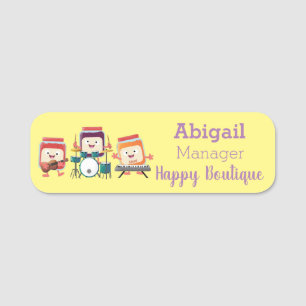 Cute jam session cartoon musician humour name tag