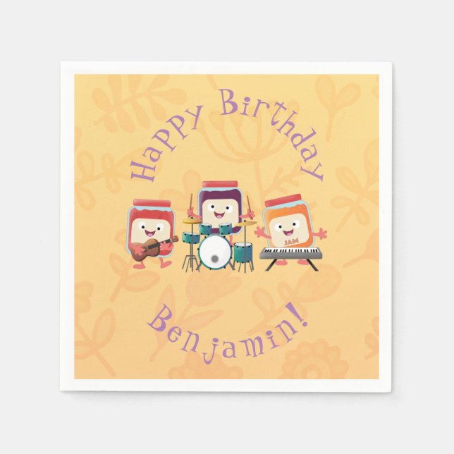 Cute jam session cartoon musician humour napkin (Front)