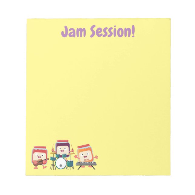 Cute jam session cartoon musician humour notepad (Front)