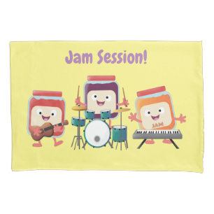 Cute jam session cartoon musician humour pillowcase