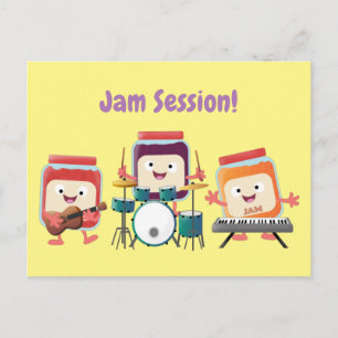 Cute jam session cartoon musician humour postcard