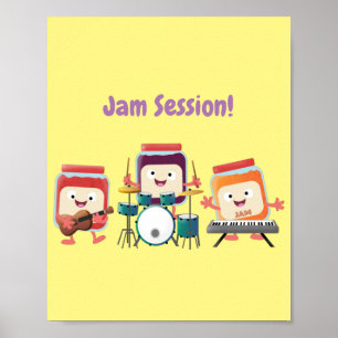 Cute jam session cartoon musician humour poster