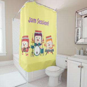 Cute jam session cartoon musician humour shower curtain