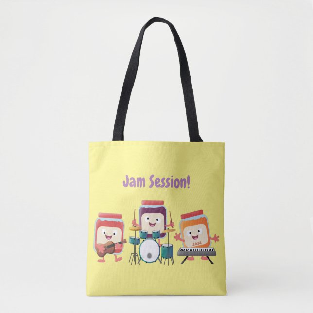 Cute jam session cartoon musician humour tote bag (Front)