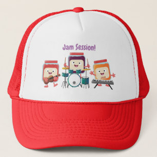 Cute jam session cartoon musician humour trucker hat