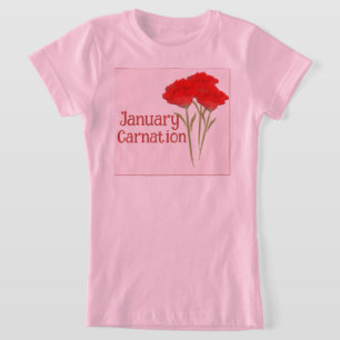 Cute January Carnation Flower Birthday Kids T-Shirt