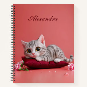 Cute January Cat with Carnations Notebook