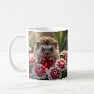 Cute January Hedgehog with Garnet Heart Coffee Mug