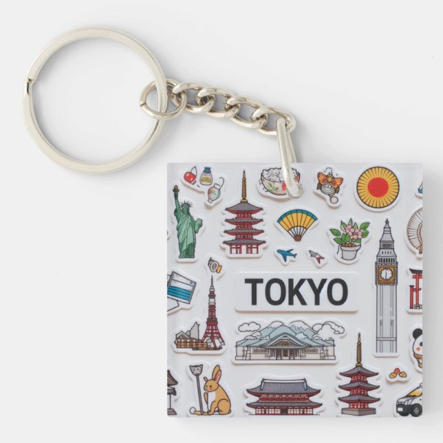Cute Japan Icons: Sticker Pack Adventure Key Ring (Front)