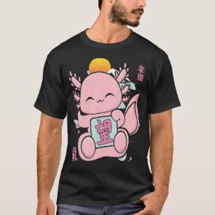 Cute Japanese Aesthetic Axolotl With Hope Kanji T-Shirt