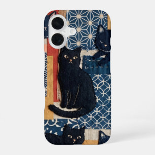 Cute Japanese Black Cats Patchwork iPhone  Case
