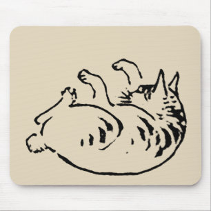 Cute Japanese cat neko by Utagawa Hiroshige Mouse Mat