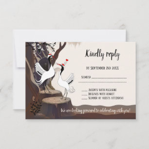 Cute Japanese Cranes RSVP Card