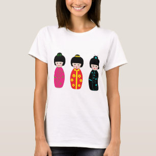 cute japanese doll designed t- shirt for women