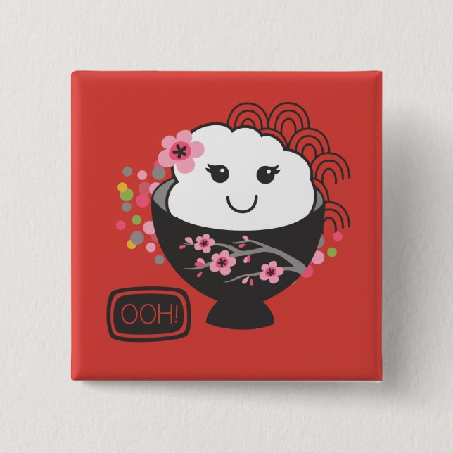 Cute Japanese Food 15 Cm Square Badge (Front)