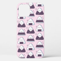 Cute Japanese Food Onigiri Doodles Pattern Pink