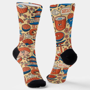 cute Japanese food tiled pattern Socks