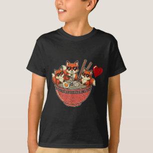 Cute japanese fox ramen noodles anime valentines T-Shirt