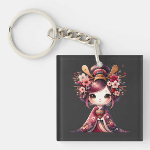 Cute Japanese Geisha Key Ring