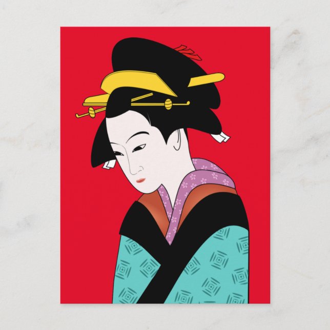Cute Japanese Geisha Postcard (Front)