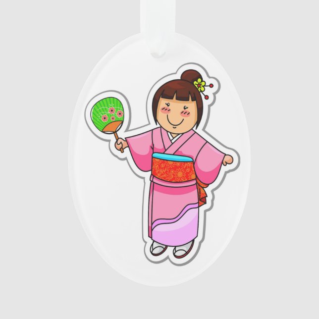 Cute Japanese Girl Ornament (Front)