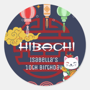 Cute Japanese Hibachi Dinner Birthday Party  Classic Round Sticker