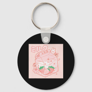 Cute Japanese Kawaii Anime Aesthetic Pink Strawber Key Ring