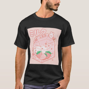 Cute Japanese Kawaii Anime Aesthetic Pink Strawber T-Shirt
