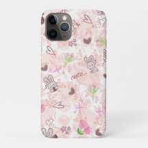 Cute Japanese Kawaii Bunny and Pink Gingham Checke